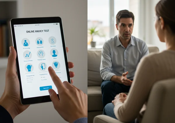 Online anxiety screening tool vs. professional therapy.