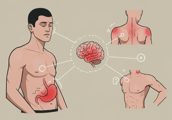 Person feeling various physical symptoms due to anxiety