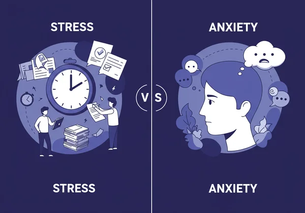 Visual comparison distinguishing stress from anxiety