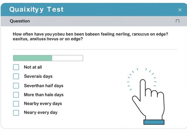 Pengguna berinteraksi dengan antara muka soal selidik ujian kebimbangan dalam talian