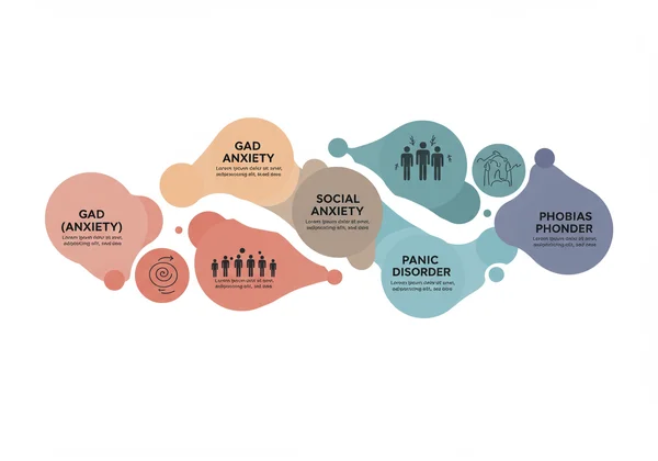 Representasi abstrak pelbagai jenis gangguan kebimbangan