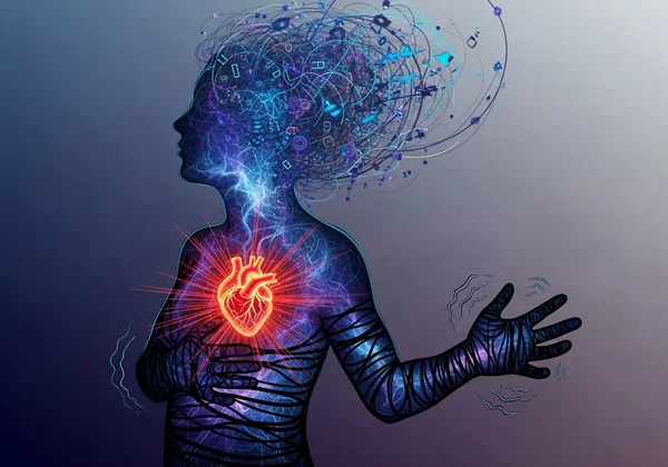 Visual representation of panic attack physical and mental symptoms