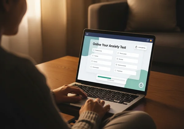 Person taking an online anxiety screening test