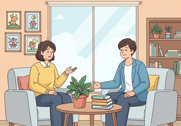 Parent consulting a child psychologist about anxiety