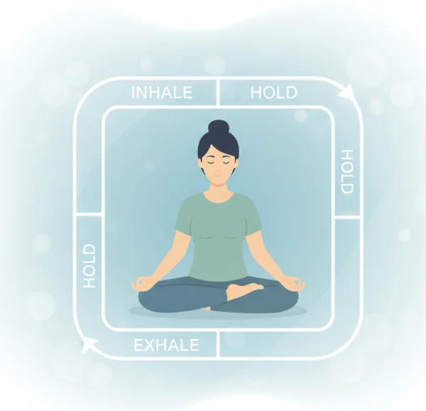 Person practicing box breathing for stress relief