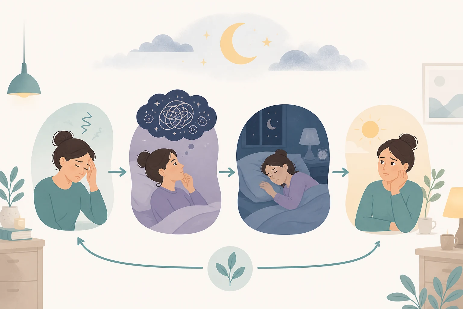 Night thoughts and sleep cycle